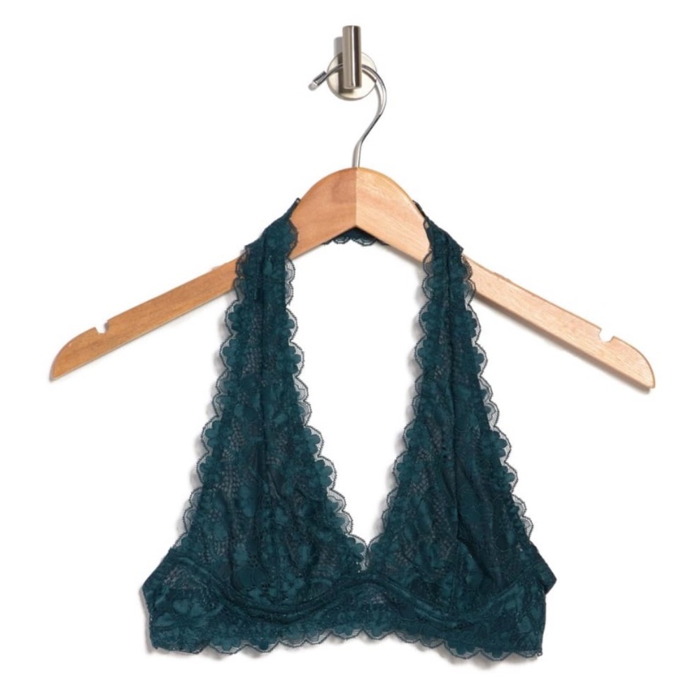Wishlist Lace Halter Bralette-TEAL